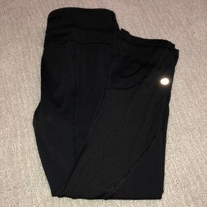 black cropped lululemon leggings with mesh